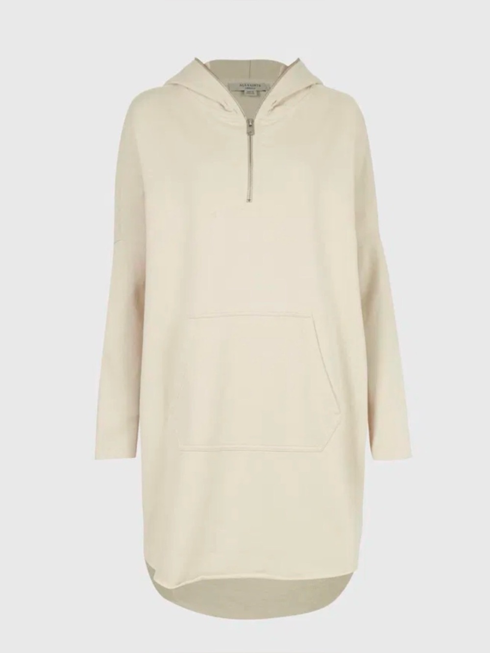 ALL SAINTS Xonda Full Zip Hoody Dress Womens Medium Cream Rough Hem